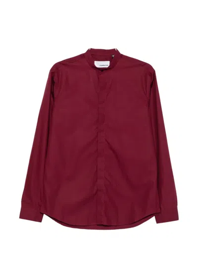 Costumein Mandarin-collar Concealed-fastening Shirt In Red