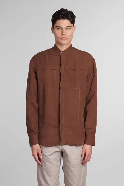 Costumein Mattia Shirt In Brown Wool And Polyester