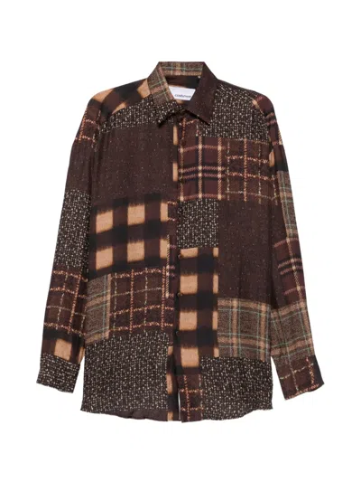 Costumein Patchwork-print Long-sleeve Shirt In Brown
