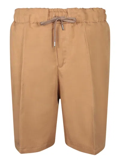 Costumein Camel Linen Pajama Shorts In Brown