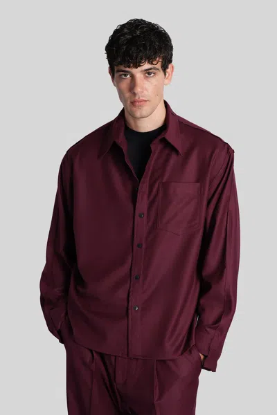 Costumein Richard Shirt In Bordeaux Wool In Burgundy