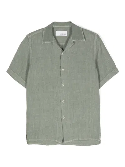 Costumein Kids' Short-sleeve Linen Shirt In Green