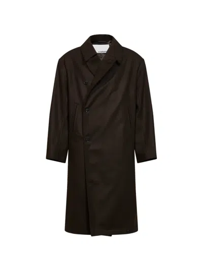Costumein Single-breasted Wool Coat In Brown