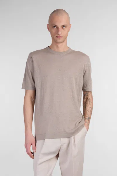 Costumein Sofia T-shirt In Taupe Linen In Brown