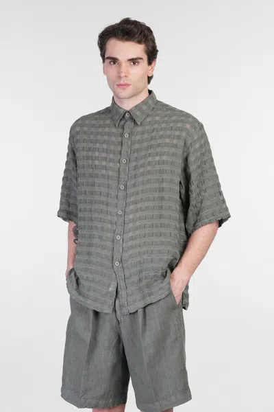 Costumein Stefano Shirt In Green Linen In Gray