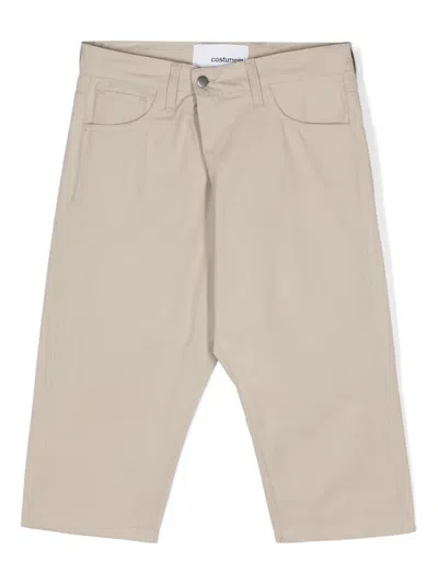 Costumein Kids' Straight-leg Cotton Trousers In Neutrals