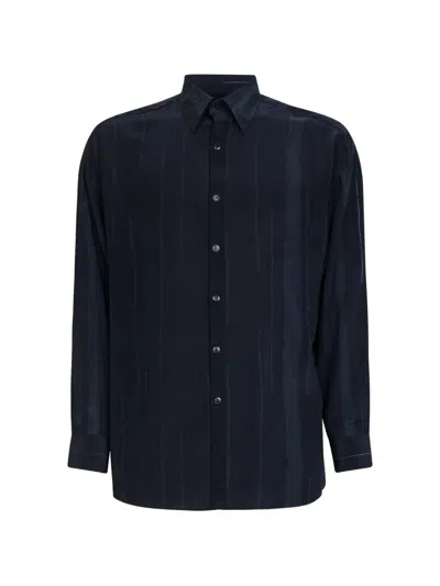 Costumein Striped Silk Shirt In Blue