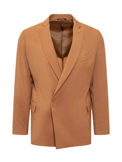 Costumein Tailored Wool Blazer With Minimalist Design In Brown
