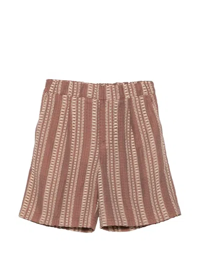 Costumein Tony Geometric-pattern Elasticated-waist Shorts In Brown