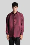 Costumein Valentino Shirt In Bordeaux Silk In Red