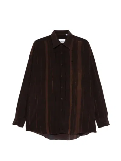 Costumein Valentino Vertical Stripes Shirt In Brown