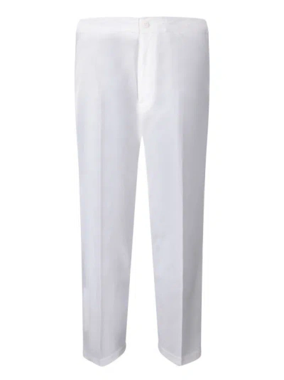 Costumein White Straight-cut Trousers. Button And Zip Closure. Side Pockets.