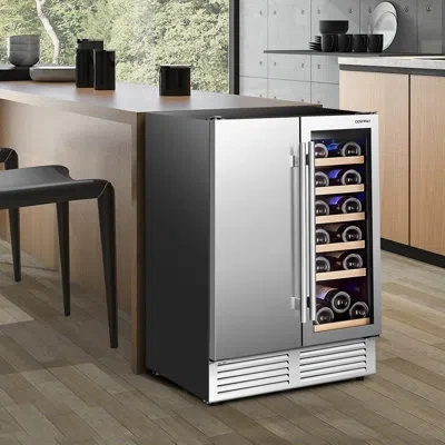 Costway 1 Cu. Ft. Freestanding Mini Fridge In Silver