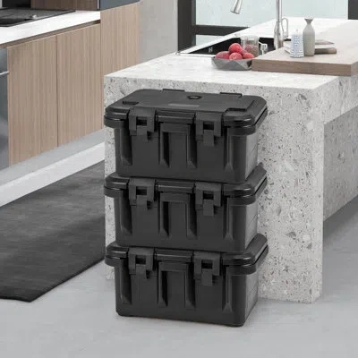 Costway 1 Pcs Insulated Food Pan Container 31 Qt Stackable Hot Box With 3 Transparent Pans In Black