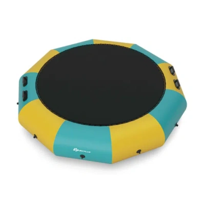 Costway 10 Feet Inflatable Splash Padded Water Bouncer Trampoline-yellow In Multi