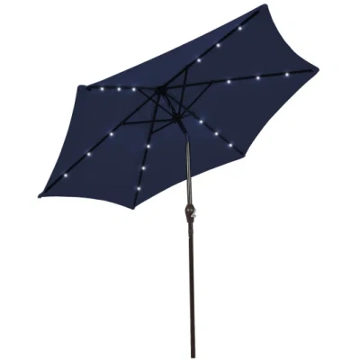 Costway 10 Feet Outdoor Patio Umbrella With Bright Solar Led Lights-dark Blue