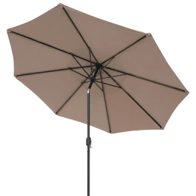 Costway 10 Feet Outdoor Patio Umbrella With Tilt Adjustment And Crank-tan In Brown