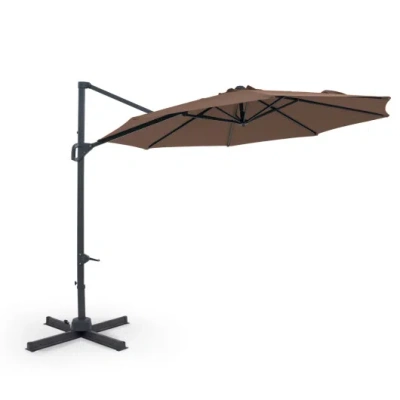 Costway 10 Feet Patio Cantilever Umbrella With Easy Tilt Adjustment-brown