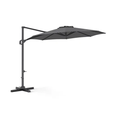 Costway 10 Feet Patio Cantilever Umbrella With Easy Tilt Adjustment-gray