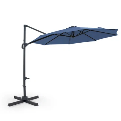 Costway 10 Feet Patio Cantilever Umbrella With Easy Tilt Adjustment-navy In Black