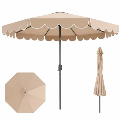 Costway 10 Feet Patio Um Abrella Outdoor Market Umbrella With Crank Tilt Adjustment-beige In Transparent