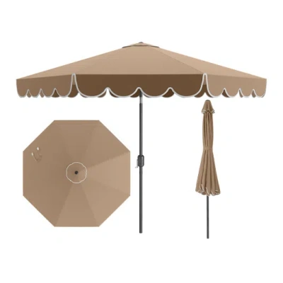 Costway 10 Feet Patio Umbrella Outdoor Market Umbrella With Crank Tilt Adjustment-brown In Multi