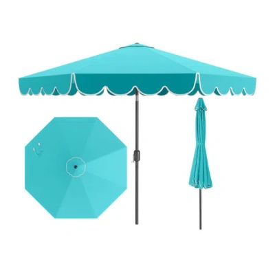 Costway 10 Feet Patio Umbrella Outdoor Market Umbrella With Crank Tilt Adjustment-turquoise In Blue