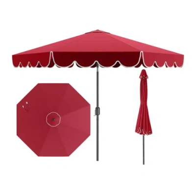 Costway 10 Feet Patio Umbrella Outdoor Market Umbrella With Crank Tilt Adjustment-wine In Transparent