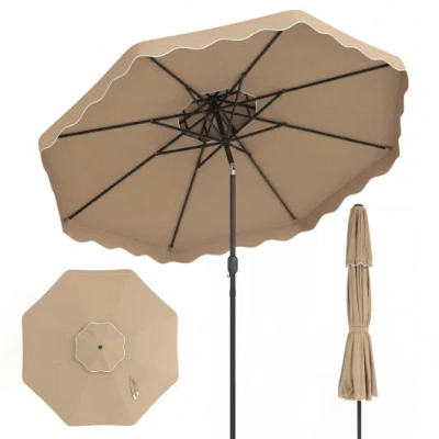 Costway 10 Feet Patio Umbrella With Push Button Tilt And Crank-coffee