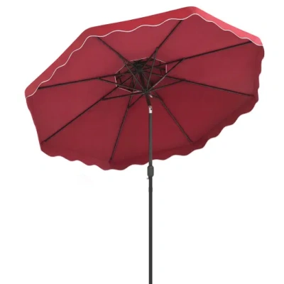 Costway 10 Feet Patio Umbrella With Push Button Tilt And Crank-wine