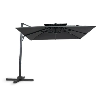 Costway 10 Ft Patio Cantilever Umbrella With 360° Rotation And 8 Sturdy Ribs For Backyard-gray In Yellow