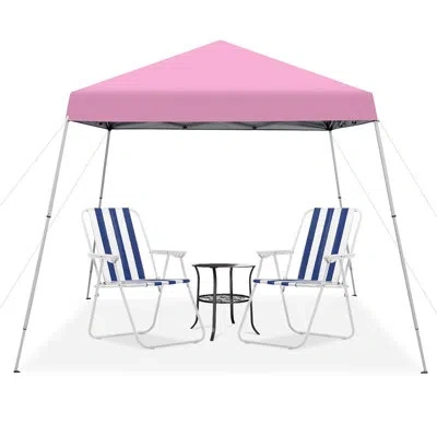 Costway 10 Ft. W X 10 Ft. D Metal Pop-up Canopy In Pink