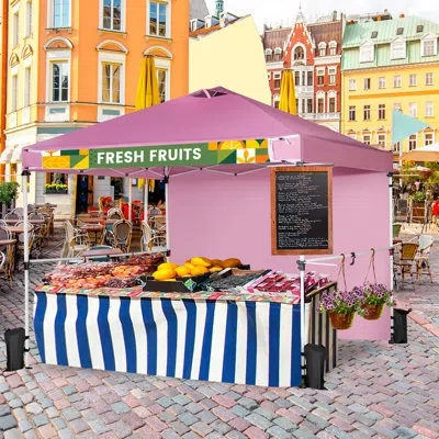 Costway 10 Ft. W X 10 Ft. D Pop-up Canopy In Pink