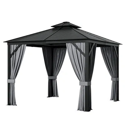Costway 10 Ft. W X 10 Ft. D Steel Gazebo In Gray