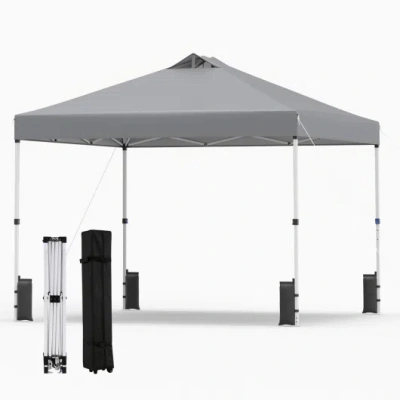 Costway 10 X 10 Feet Outdoor Commercial Pop Up Canopy Tent-gray