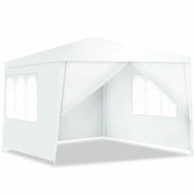 Costway 10 X 10 Feet Outdoor Side Walls Canopy Tent With 4 Removable Sidewalls In White