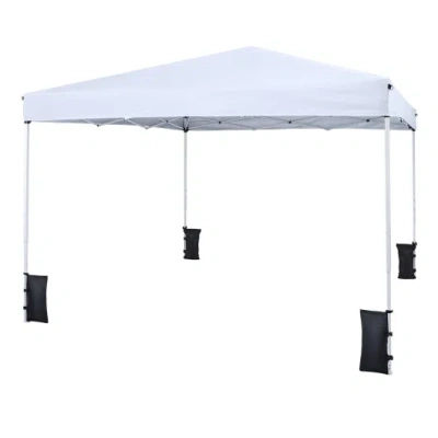 Costway 10 X 10 Feet Pop Up Canopy Tent With Carrying Bag And 4 Sandbags-white In Multi