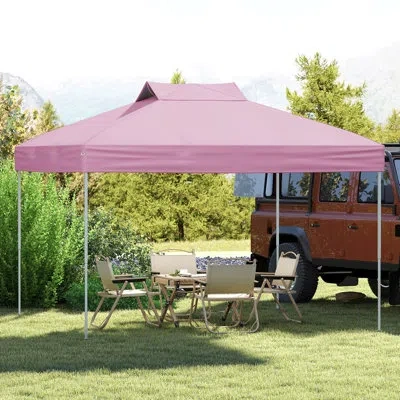 Costway 10 X 10 Ft 1-person Setup Pop Up Canopy Tent With 1-push Center Lock Wind Ropes In Pink