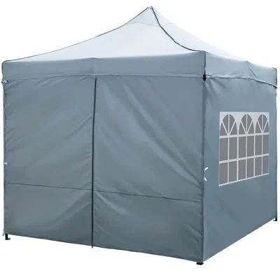 Costway 10 X 10 Ft Pop Up Canopy Tent With 4 Removable Sidewalls, Wheeled Bag, Sandbags Gray