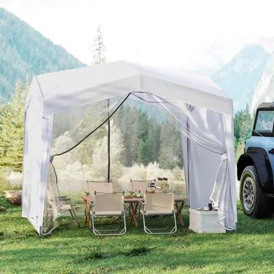 Costway 10 X 10 Ft Pop Up Canopy Tent With 4 Sidewalls Mesh Netting Wheeled Bag 8 Stakes