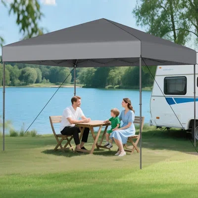 Costway 10 X 10 Ft Pop Up Canopy Tent With Portable Carrying Bag, 8 Stakes, 4 Wind Ropes In Gray