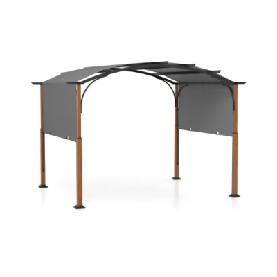 Costway 10 X 12 Ft Outdoor Retractable Pergola With Retractable Canopy For Patio-gray In Animal Print