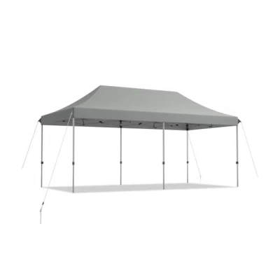 Costway 10 X 20 Feet Adjustable Folding Heavy Duty Sun Shelter With Carrying Bag-gray