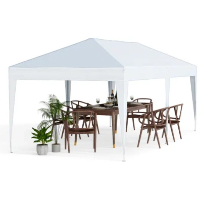 Costway 10 X 20 Ft Pop Up Canopy Tent With Carry Bag For Party Bbq-white In Blue