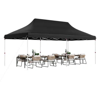 Costway 10 X 20 Ft Pop-up Canopy Upf50+ Sun Protection Tent With Carrying Bag Blue In Black