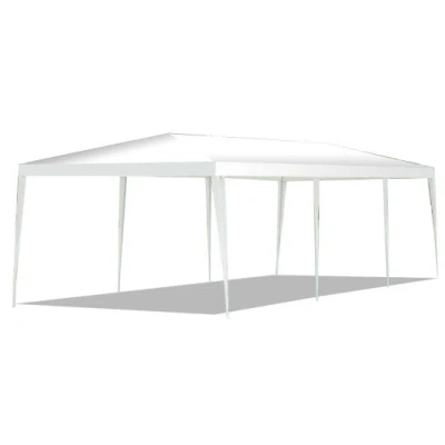 Costway 10 X 30 Feet Gazebo Canopy Tent With Connection Stakes And Wind Ropes In White