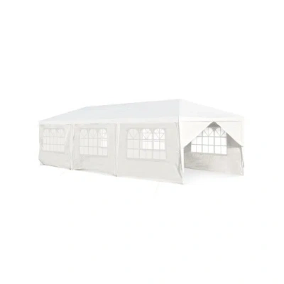 Costway 10 X 30 Feet Outdoor Canopy Tent With 6 Removable Sidewalls And 2 Doorways-white