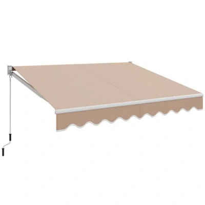 Costway 10 X 8.2 Feet Retractable Awning With Easy Opening Manual Crank Handle-beige In Brown
