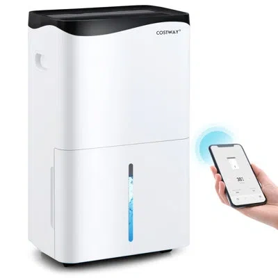Costway 100 Pints Per Day Console Dehumidifier For Rooms Up To 5500 Sq. Ft. In White