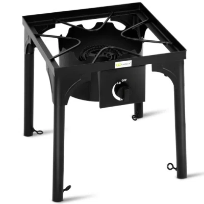 Costway 100000 Btu Portable Propane Outdoor Camp Stove With Adjustable Legs In Black